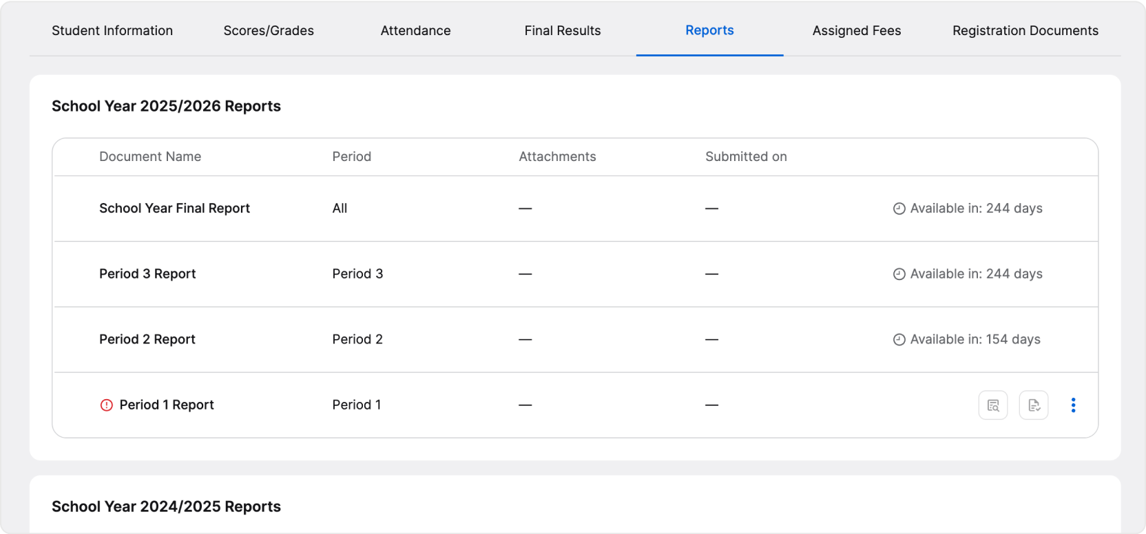 Past report cards image