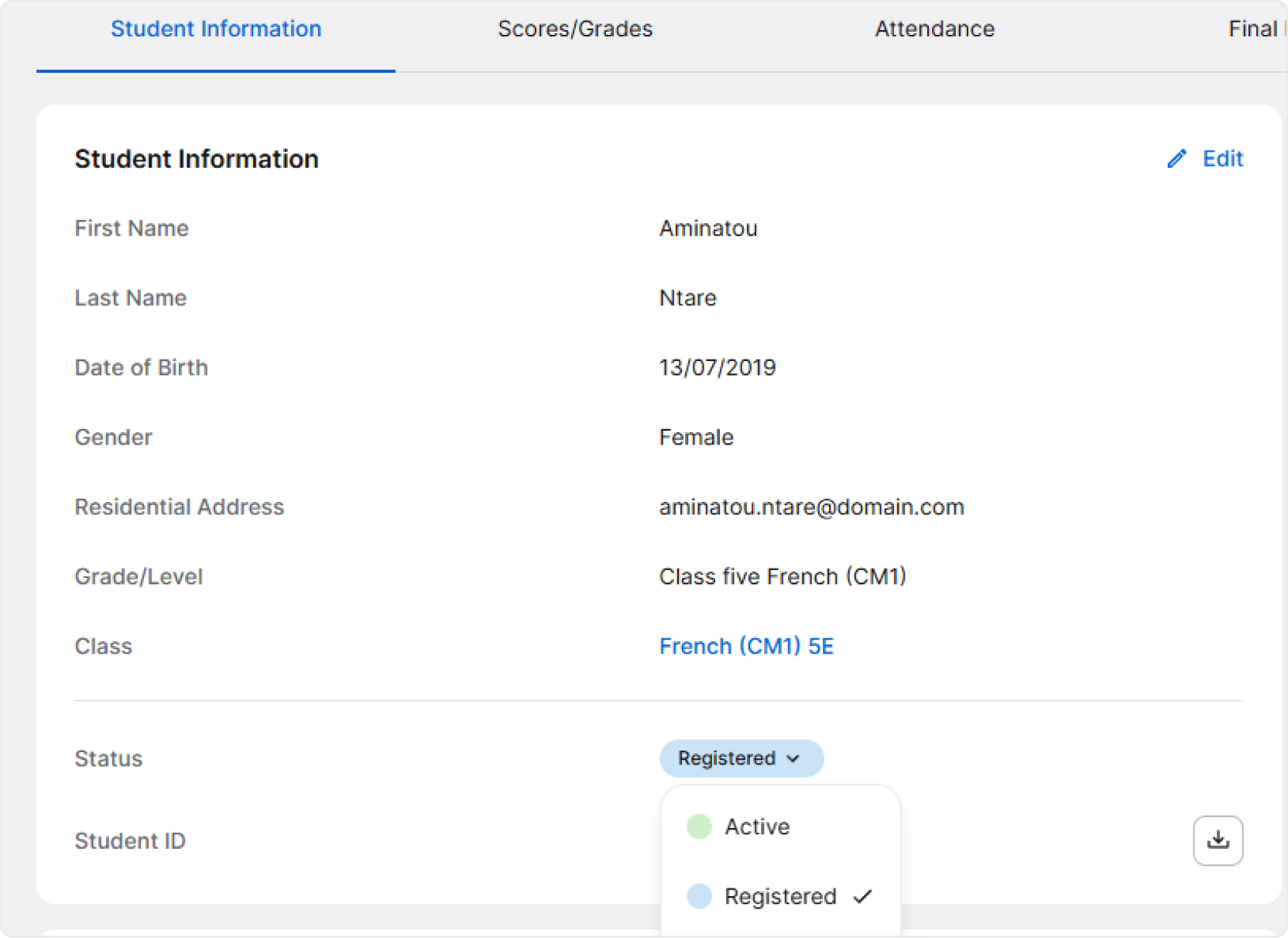 Changing student status image