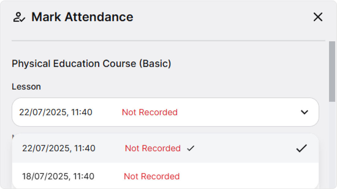 Mark attendance dialog image