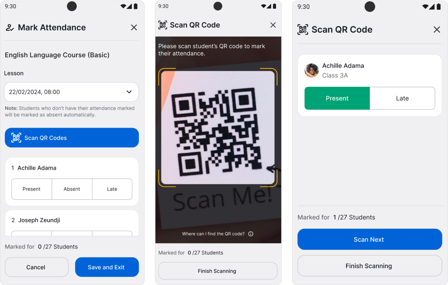 Mark attendance dialog mobile image