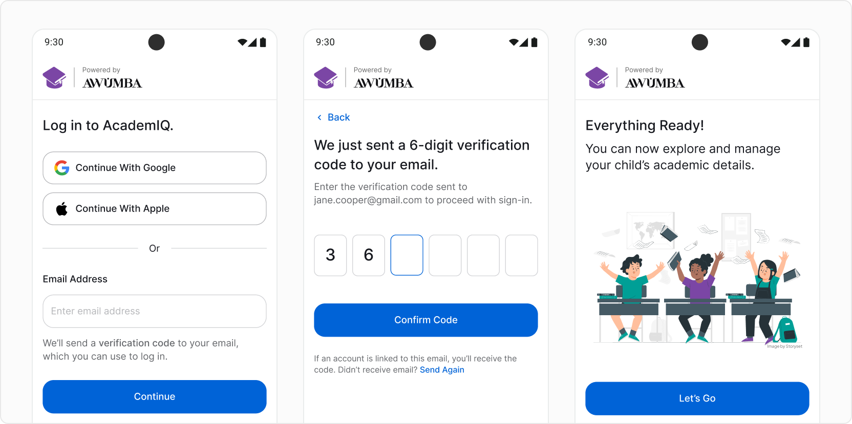 Parent Mobile App login screenshots