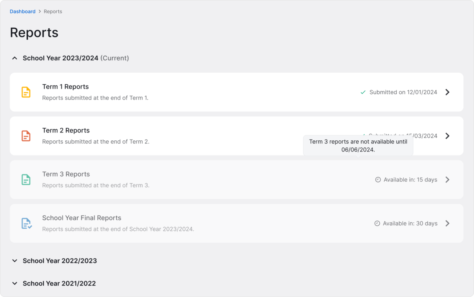 Reports availability image