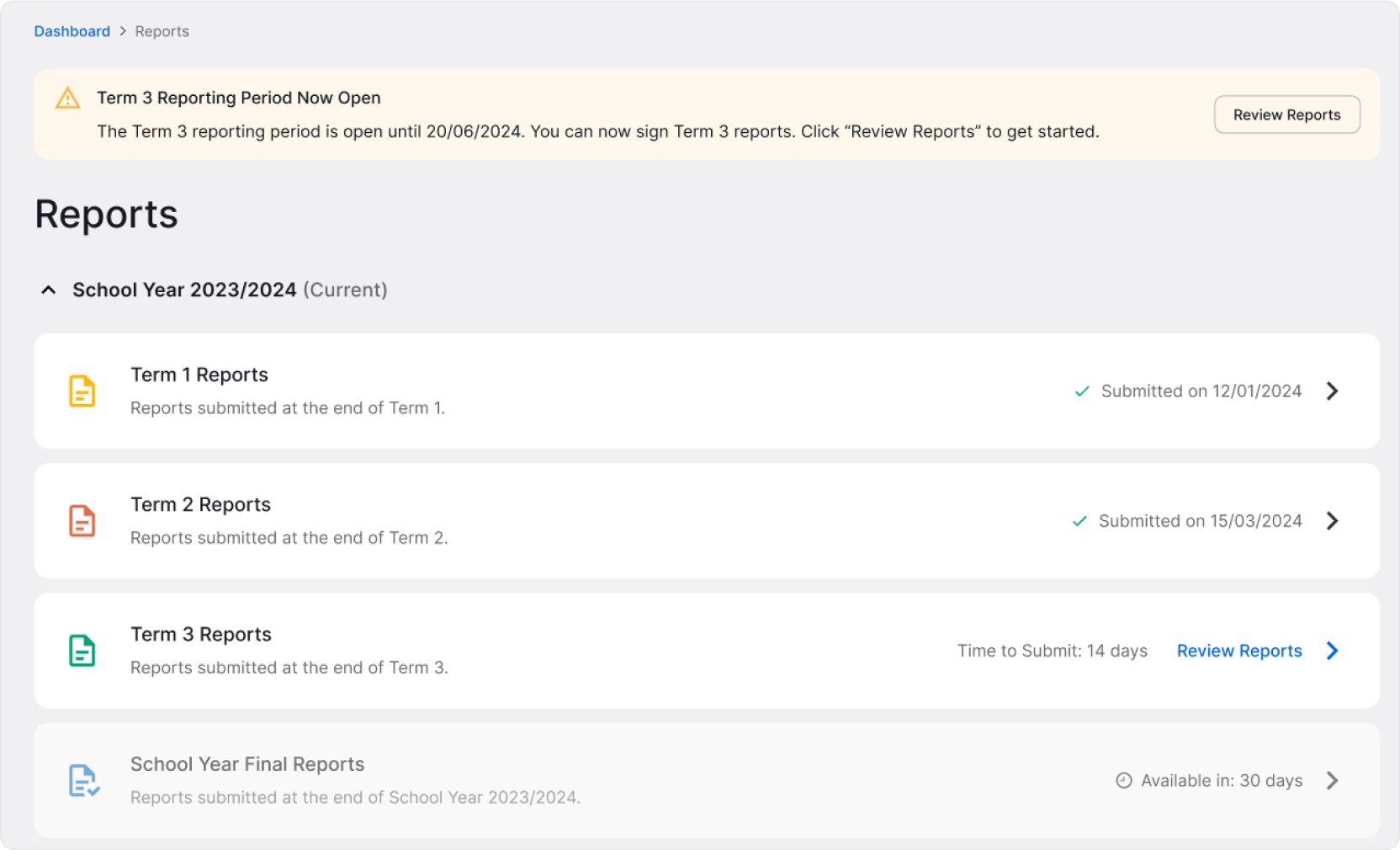 Submitting report cards image