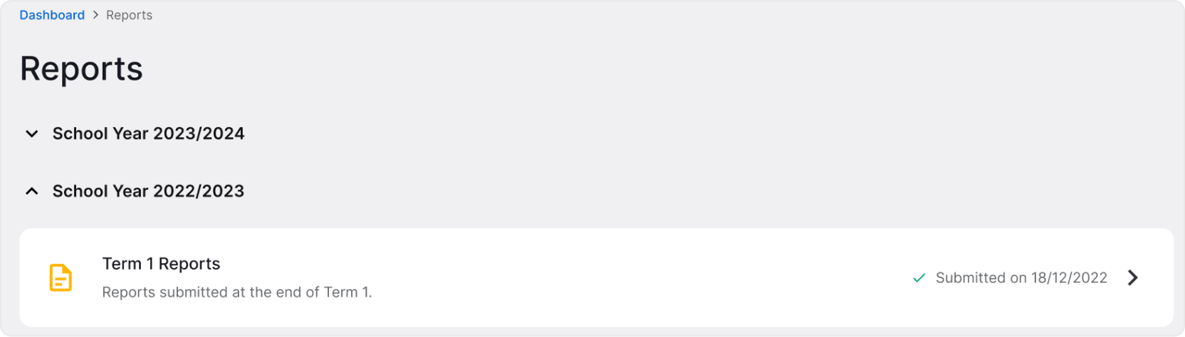 Term reports submission status image