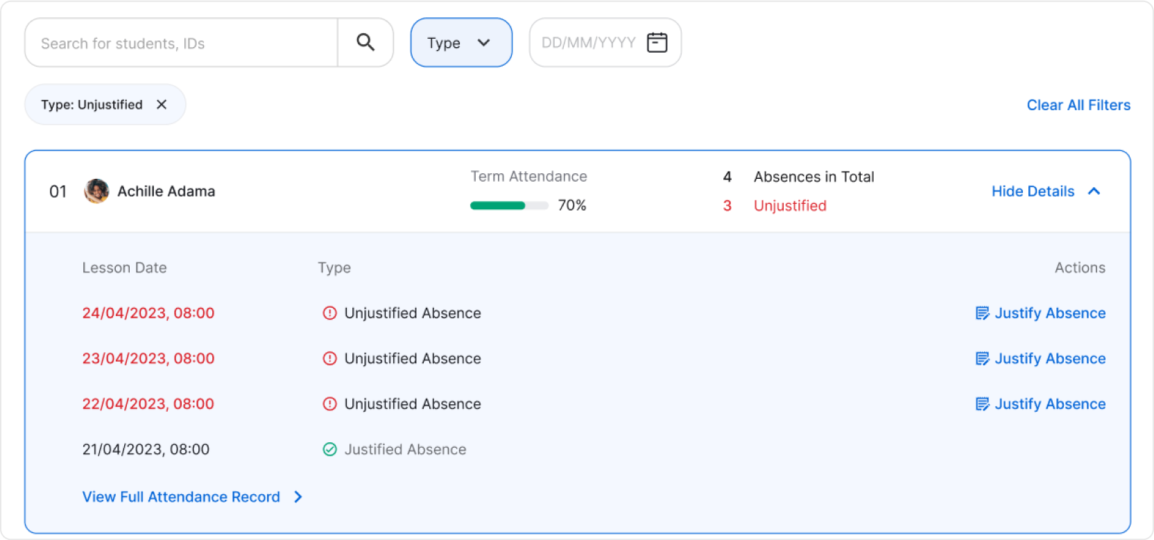 Attendance details image