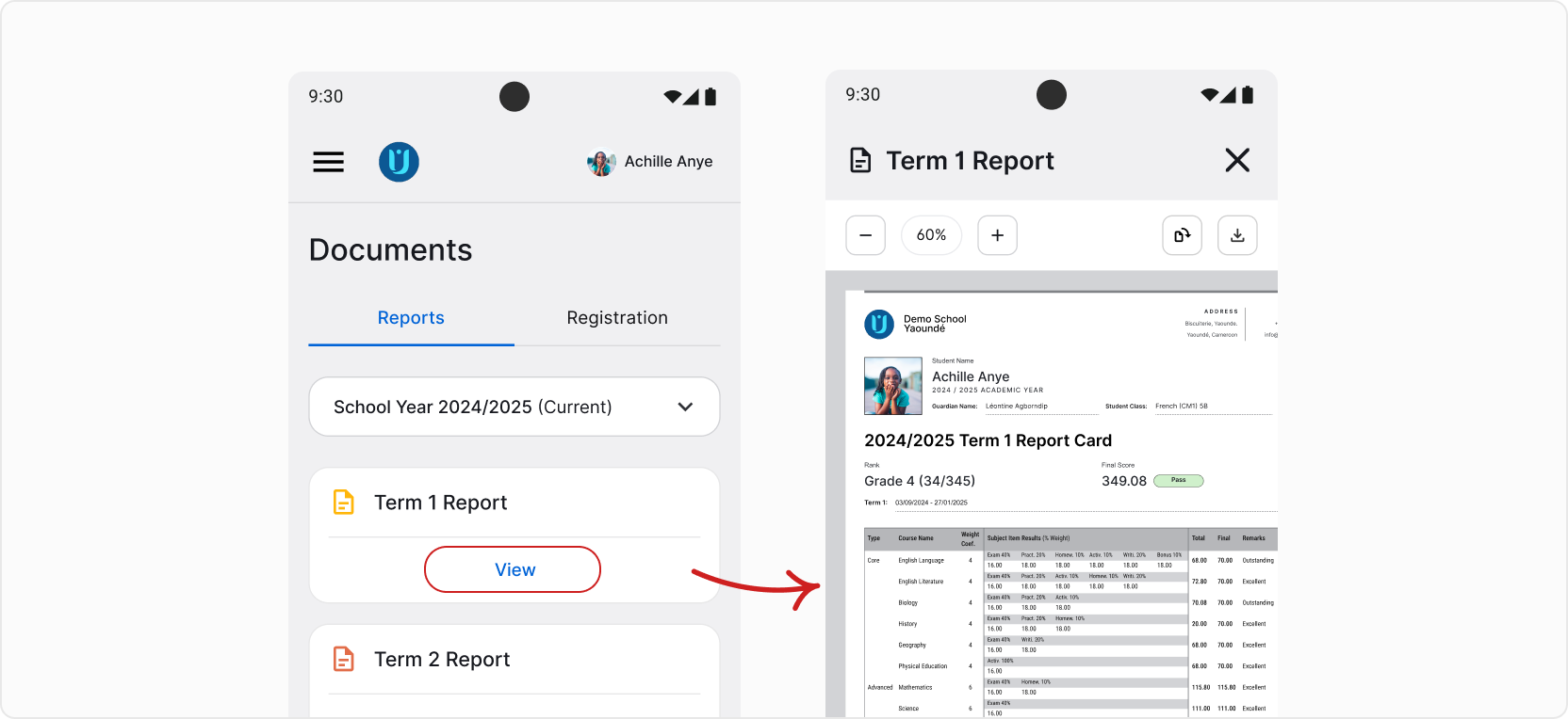 Viewing documents guide screenshots