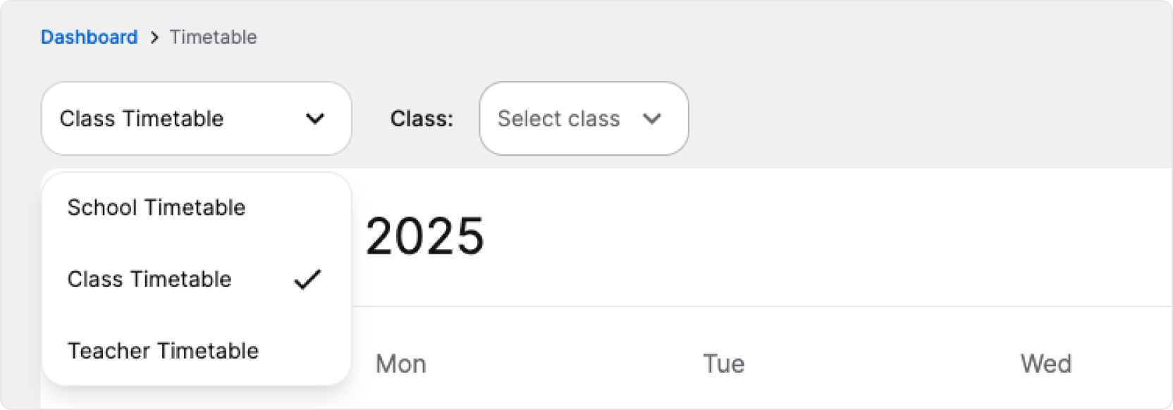 Timetable screenshot
