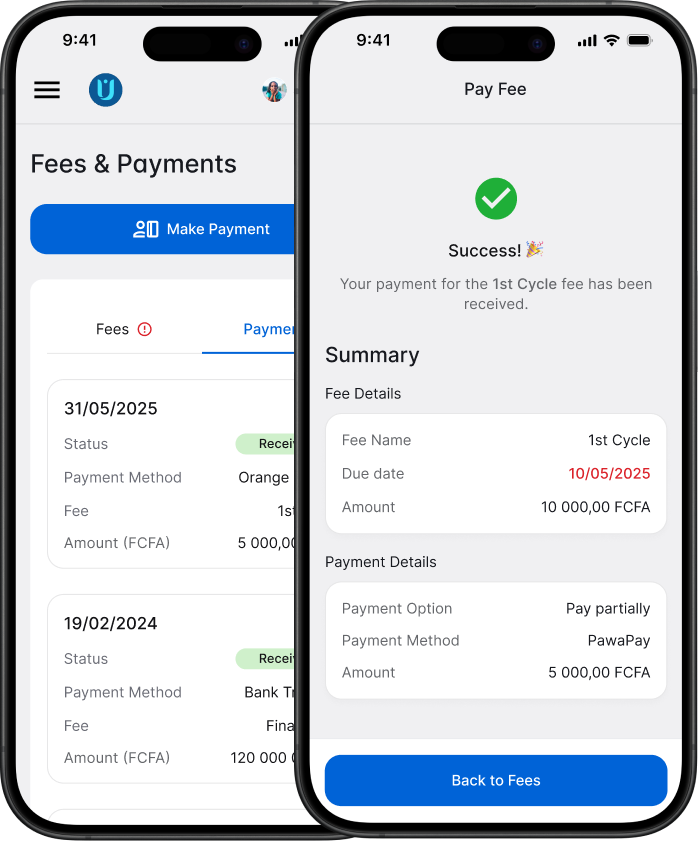 Fees & Payments mobile app screenshot