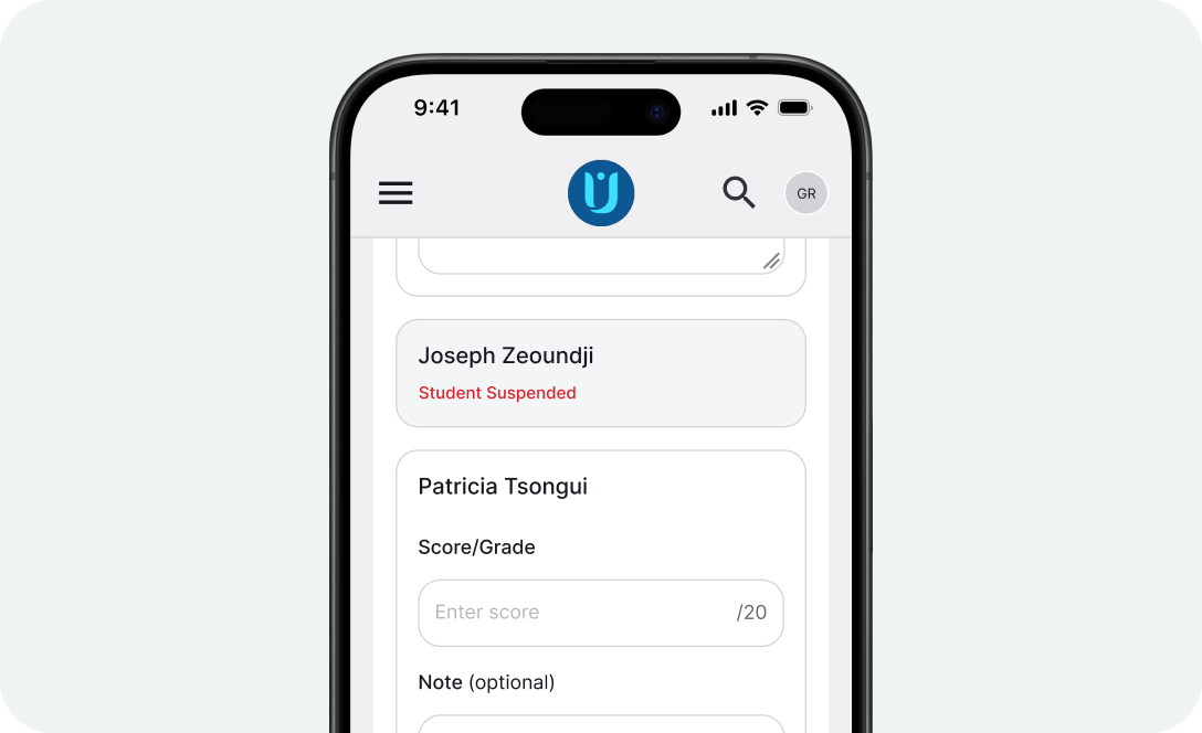 App adding scores screenshot