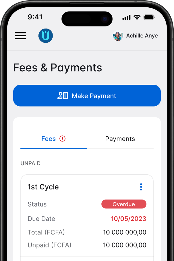 Fees & Payments mobile app screenshot
